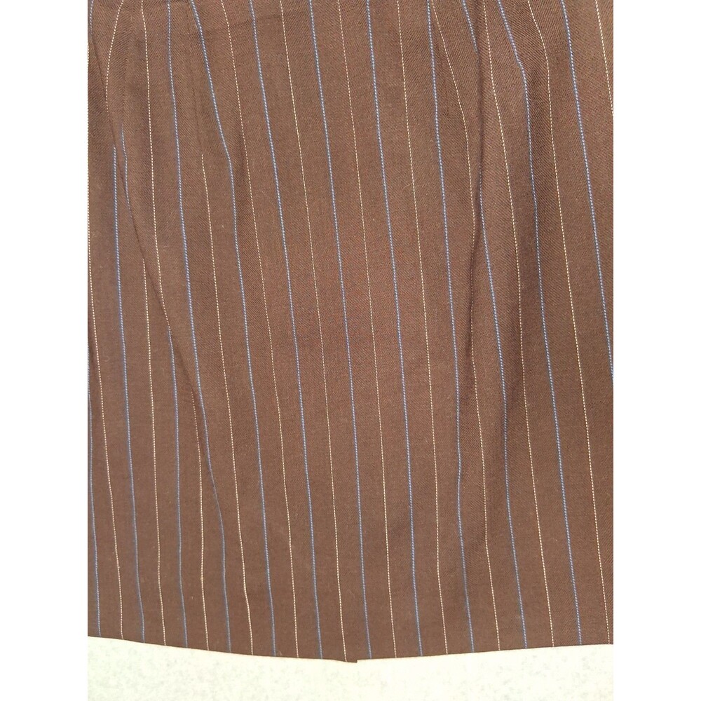 Anne Klein II 100% Wool Pinstripe Pencil Mini Skirt Size 2 Brown Office Siren - Picture 6 of 13